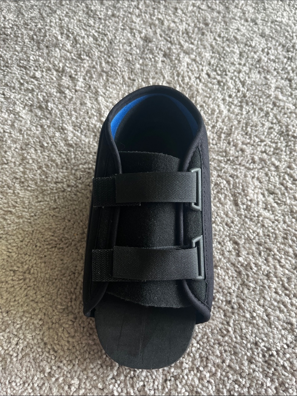 Women/ Men’s Black Post-Op Recovery Slipper with Blue Lining - Adjustable Straps